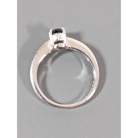 Lia Sophia Black Pear Teardrop Solitaire with Accent Ring Size 5 Silver Tone - Picture 3 of 7